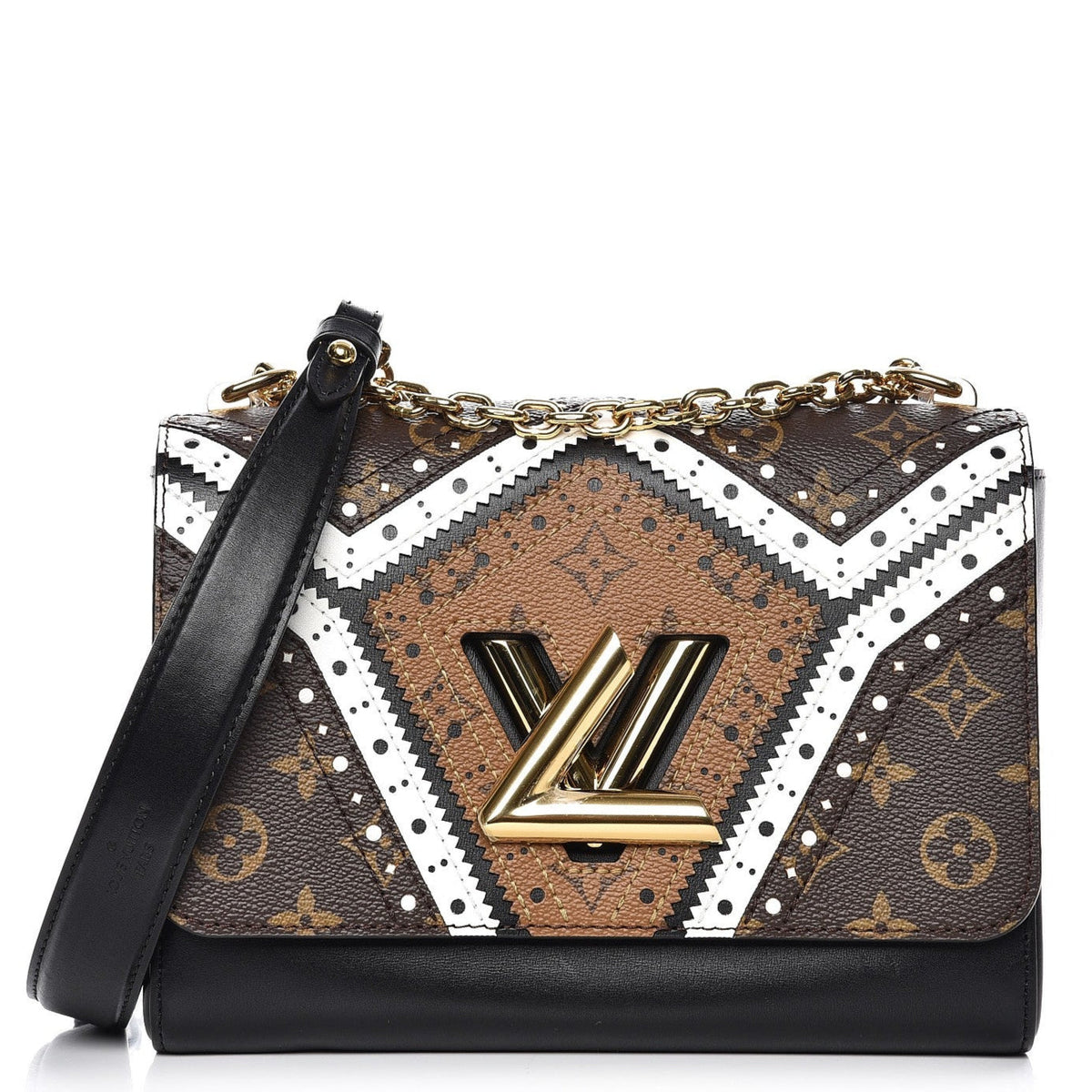 Louis Vuitton Veau Satin Monogram Twist MM Shoulder Bag - Brown