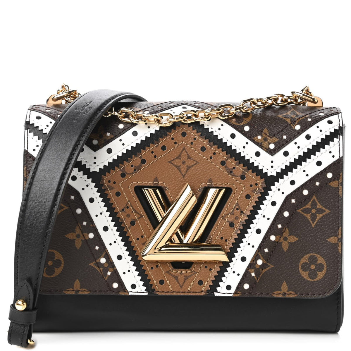 Louis Vuitton Veau Satin Monogram Twist MM Shoulder Bag - Brown