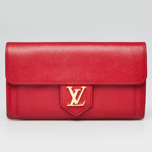 Louis Vuitton Calfskin Long LockMe Wallet - Red