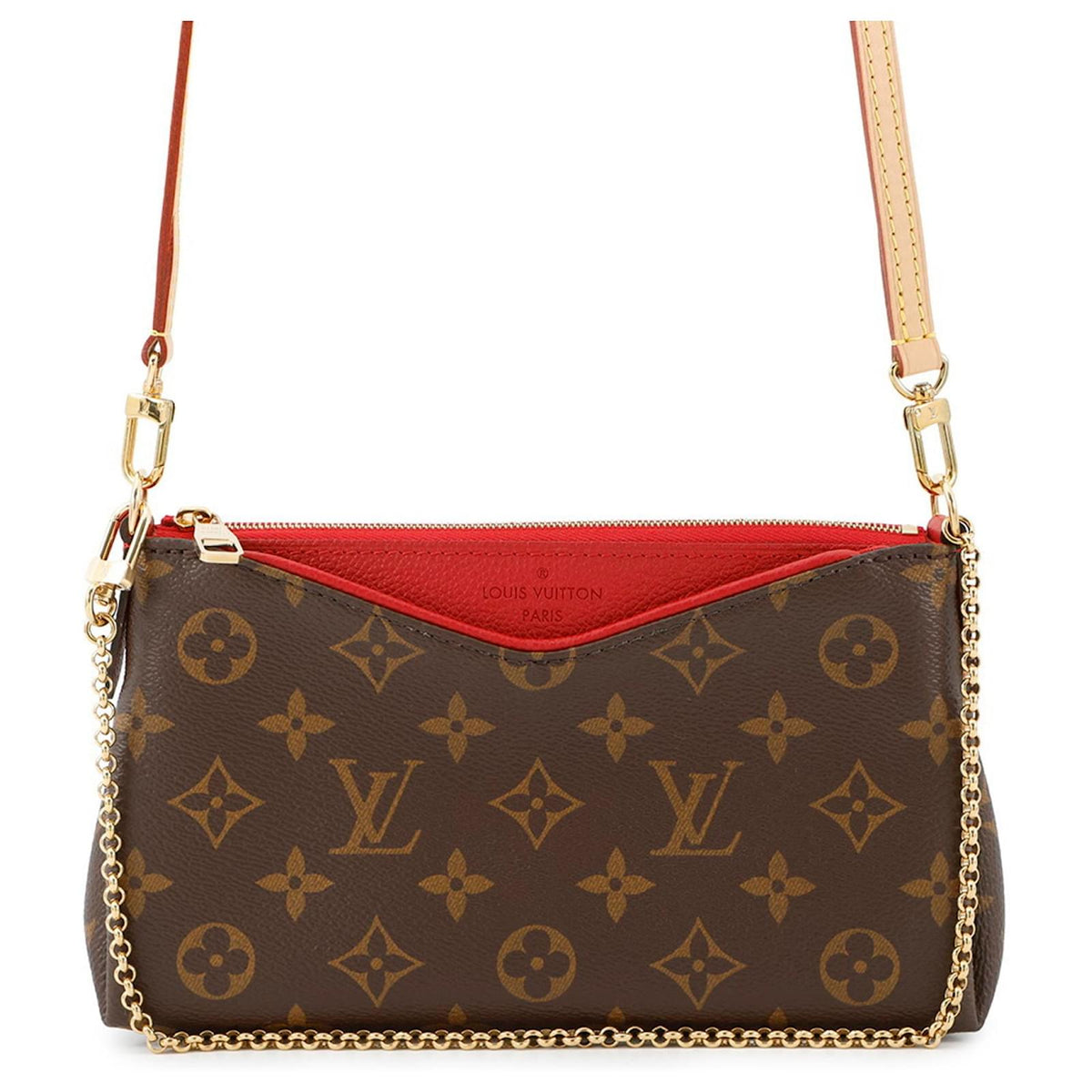 Louis Vuitton Monogram Pallas Clutch Shoulder Bag - Cherry