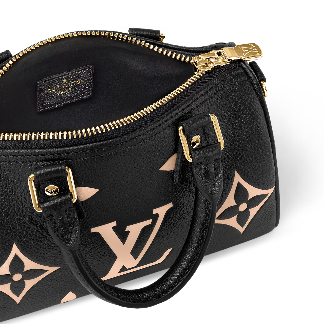 Louis Vuitton Nano Speedy Handbag - Black / Beige
