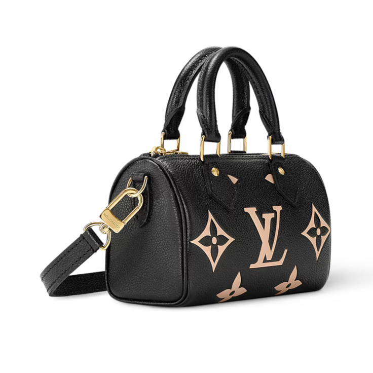Louis Vuitton Nano Speedy Handbag - Black / Beige