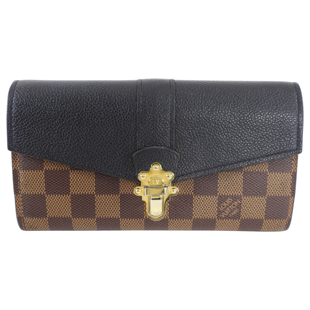 Louis Vuitton Damier Ebene Clapton Long Wallet - Brown