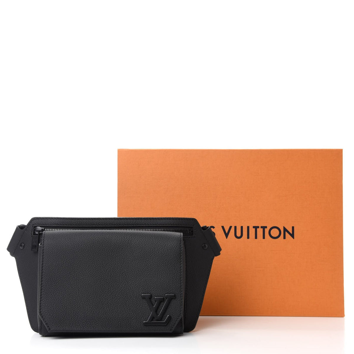 Louis Vuitton Grained Calfskin Aerogram Takeoff Sling - Black