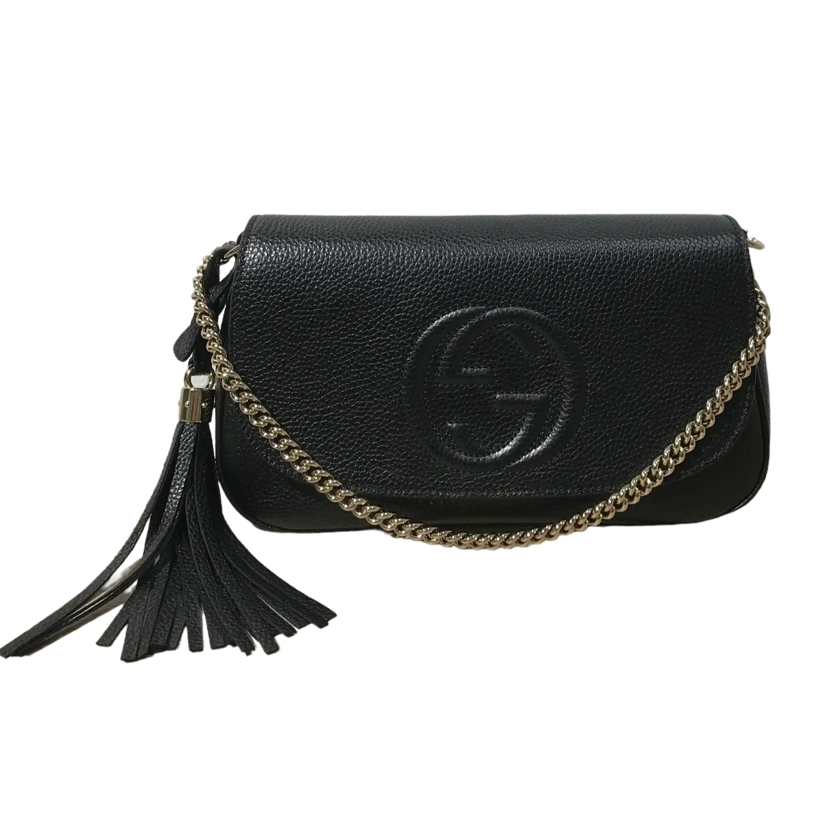 Gucci Pebbled Calfskin Soho Flap Bag – Black