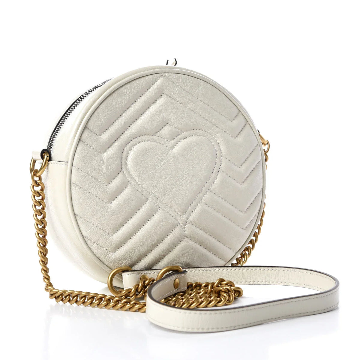Gucci Azalea Marmont Round Shoulder Bag – White