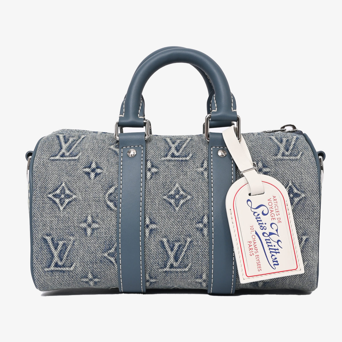 Louis Vuitton Keepall Bandoulière 25 Washed Denim Duffle Bag - Blue