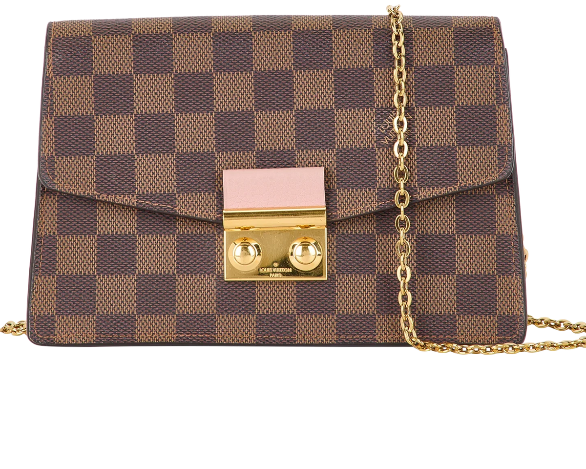 Louis Vuitton Damier Ebene Croisette Chain Crossbody Bag - Brown
