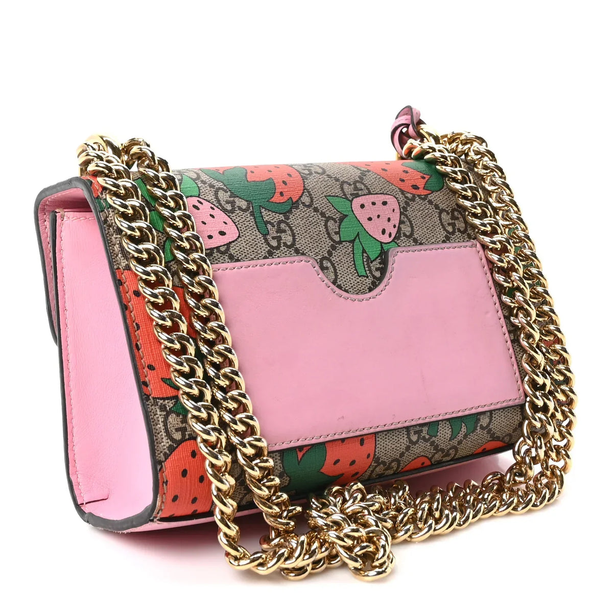 Gucci Padlock Strawberry Shoulder Bag – Pink