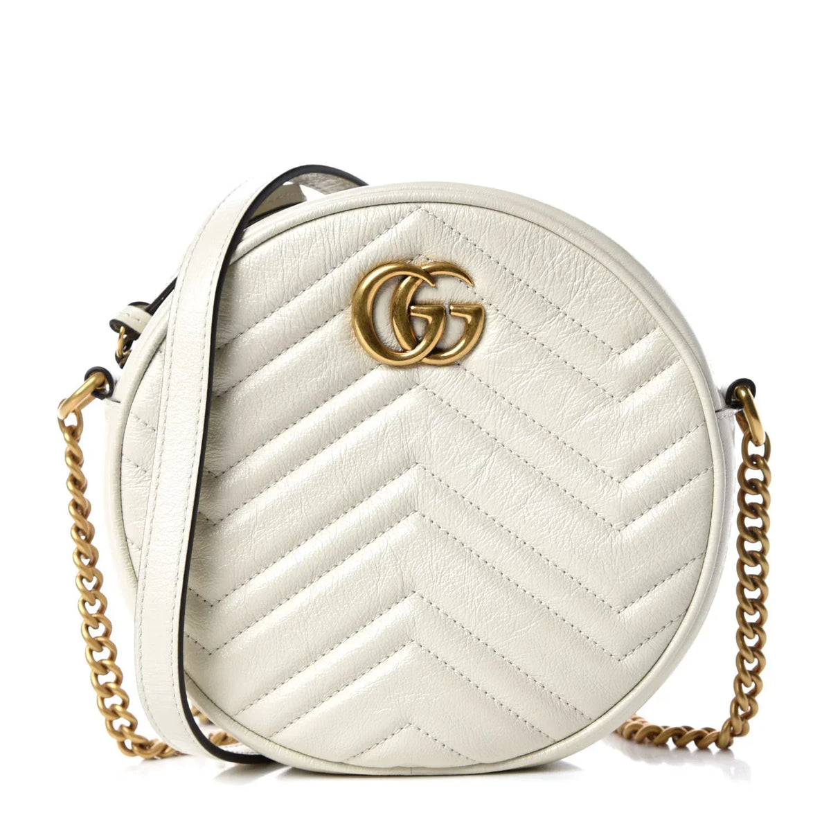 Gucci Azalea Marmont Round Mini Shoulder Bag – White