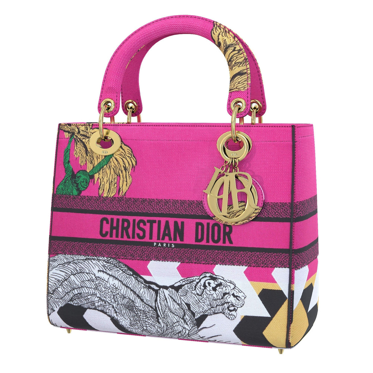 Dior Small Lady Toile de Jouy Pop Embroidery Bag - Pink