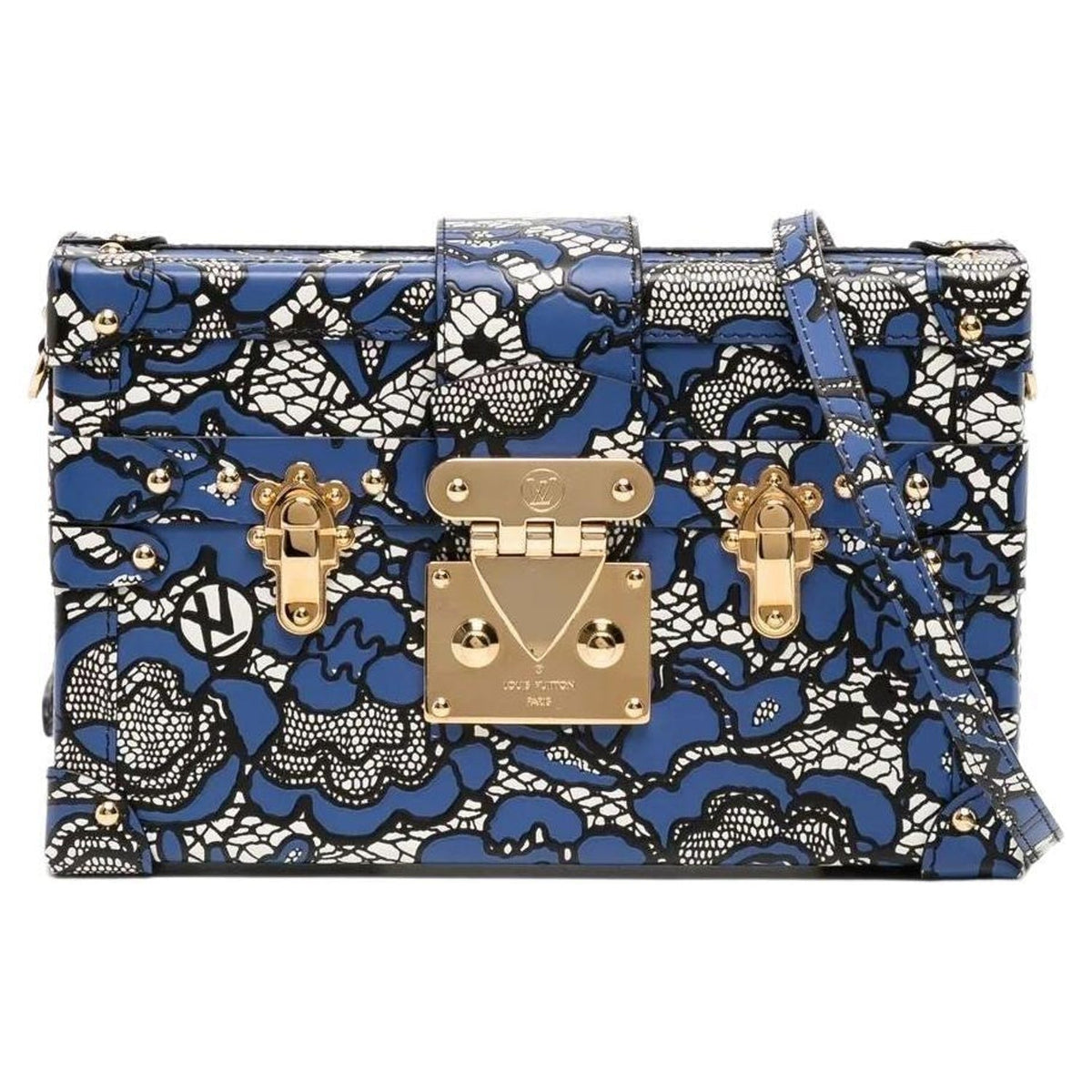 Louis Vuitton Floral Lace Print Petit Malle Handbag - Blue