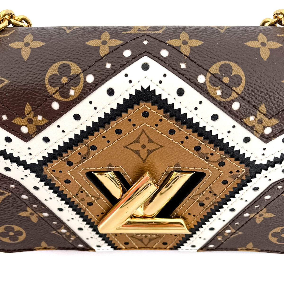 Louis Vuitton Veau Satin Monogram Twist MM Shoulder Bag - Brown
