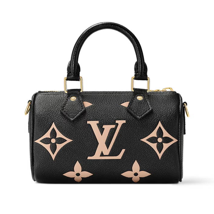 Louis Vuitton Nano Speedy Handbag - Black / Beige