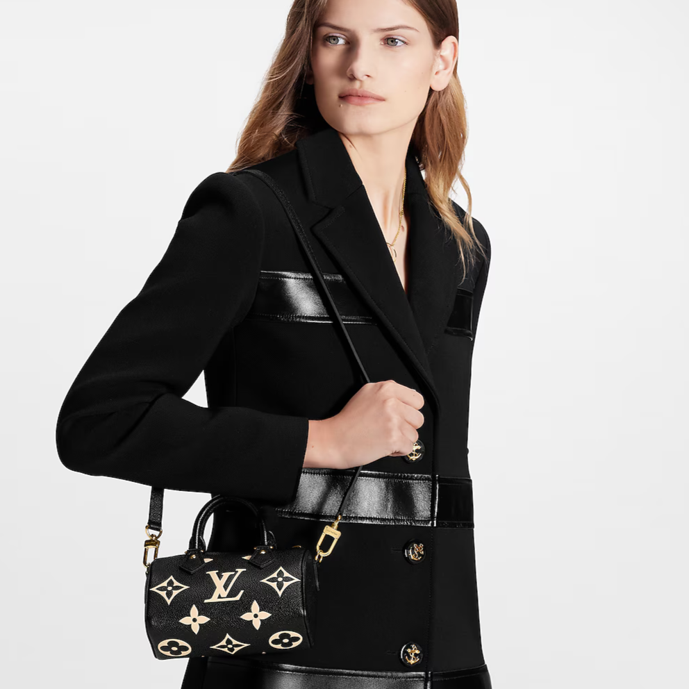 Louis Vuitton Nano Speedy Handbag - Black / Beige