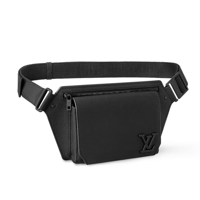 Louis Vuitton Grained Calfskin Aerogram Takeoff Sling - Black