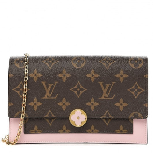 Louis Vuitton Monogram Canvas Flore Chain Wallet Bag - Rose Ballerine